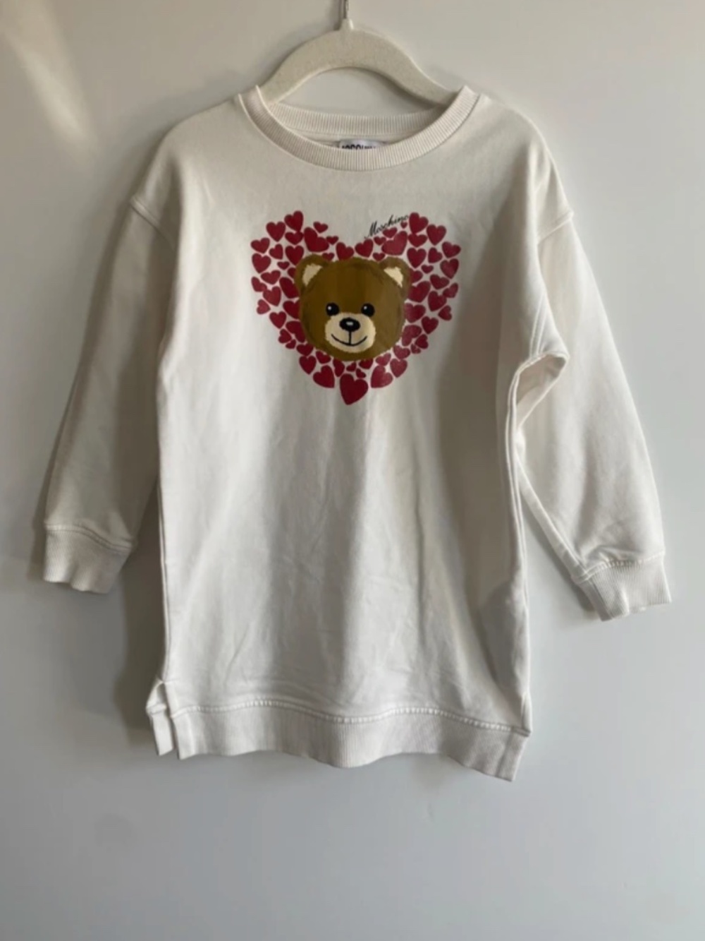 Super cute Moschino Kid- Girls white French Terry sweatshirt dress- Size 4T